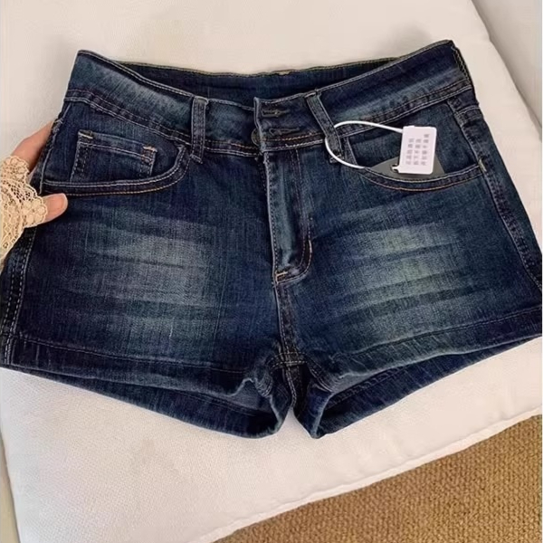 Women's Low-rise Vintage Blue Denim Shorts
