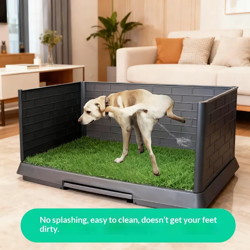 Three-sided Fenced-in Artificial Grass Dog Toilet