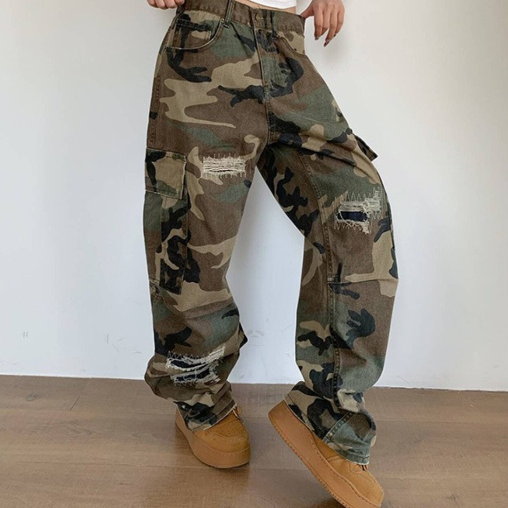 Ripped Patchwork Loose-fitting Versatile Casual Pants