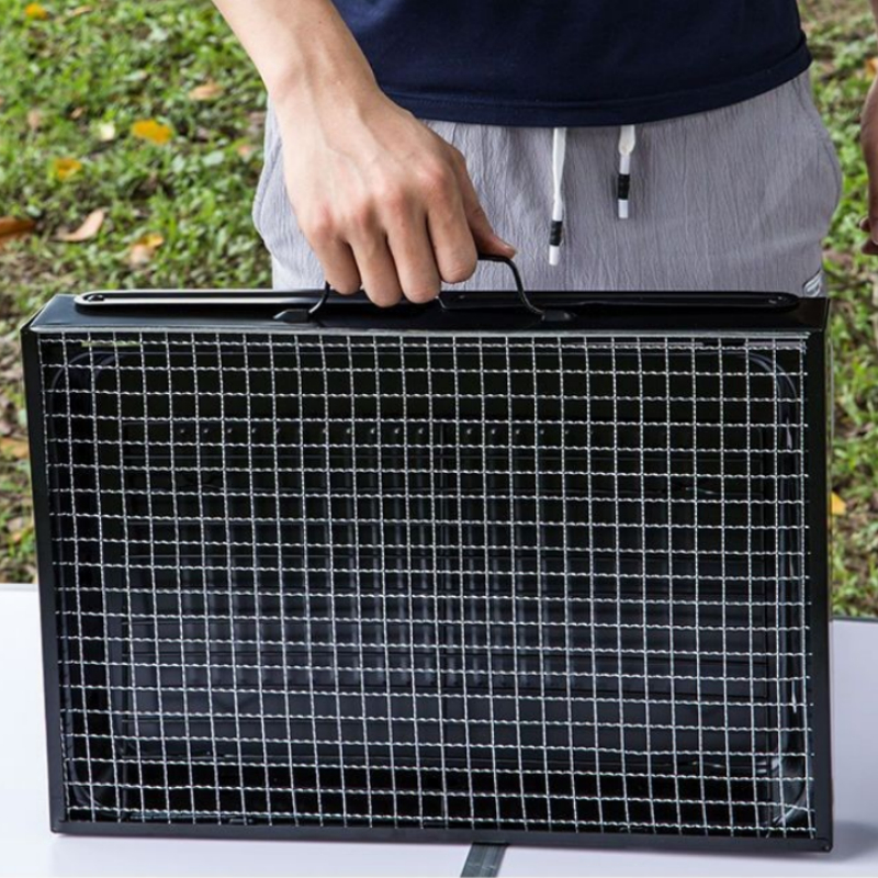 Portable Home Outdoor Barbecue Grill Small Black Steel Furnace