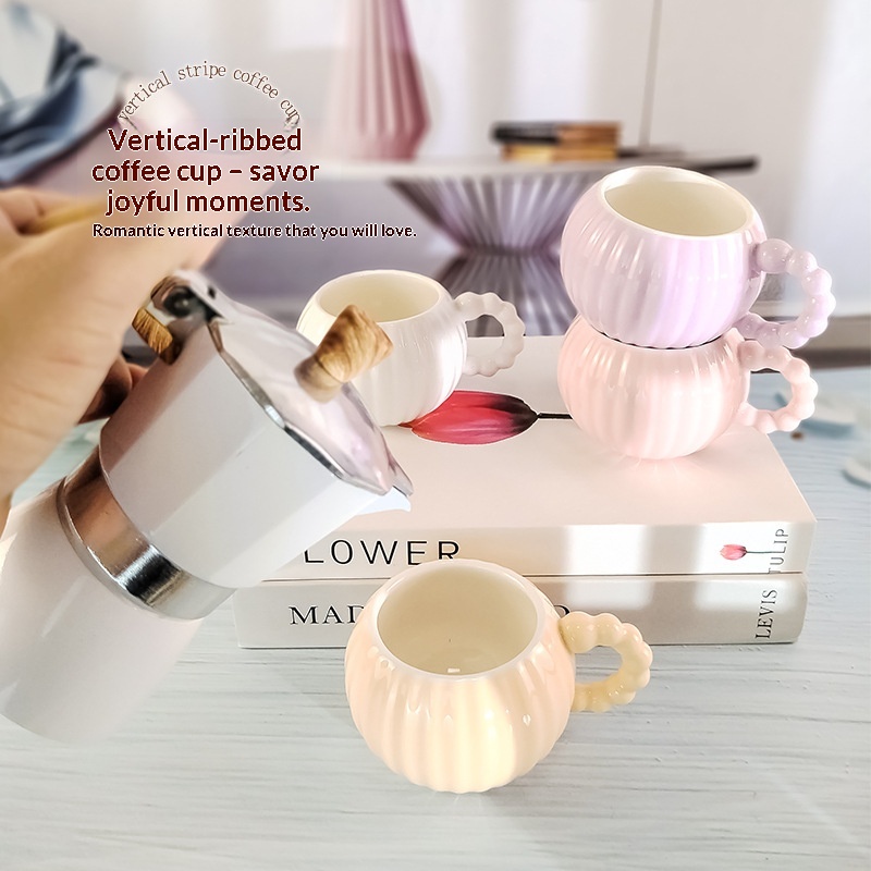 Vertical-striped Creative Solid-color Ceramic Mug