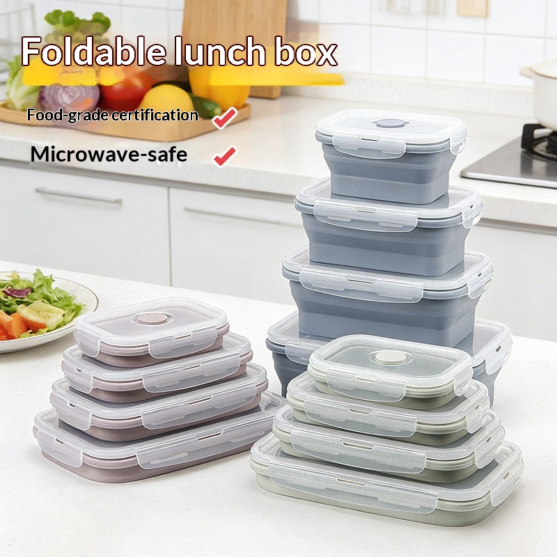 Microwave-safe Silicone Folding Lunch Box Set 4 Pieces