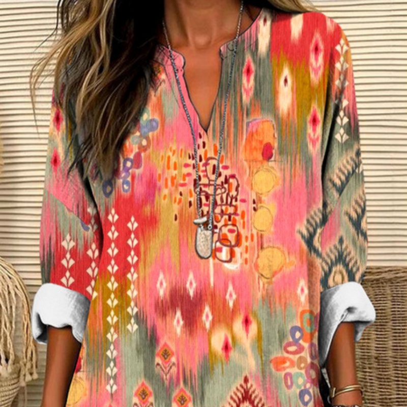 Women's Fashionable V-Neck Loose-Fit Shirt Top