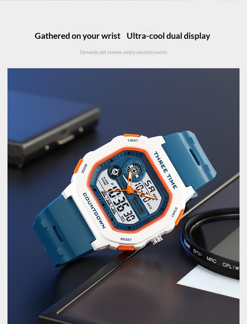 Skmei 2641 Multifunctional Alarm Clock Analog Digital Sports Watch for men 43mm dial