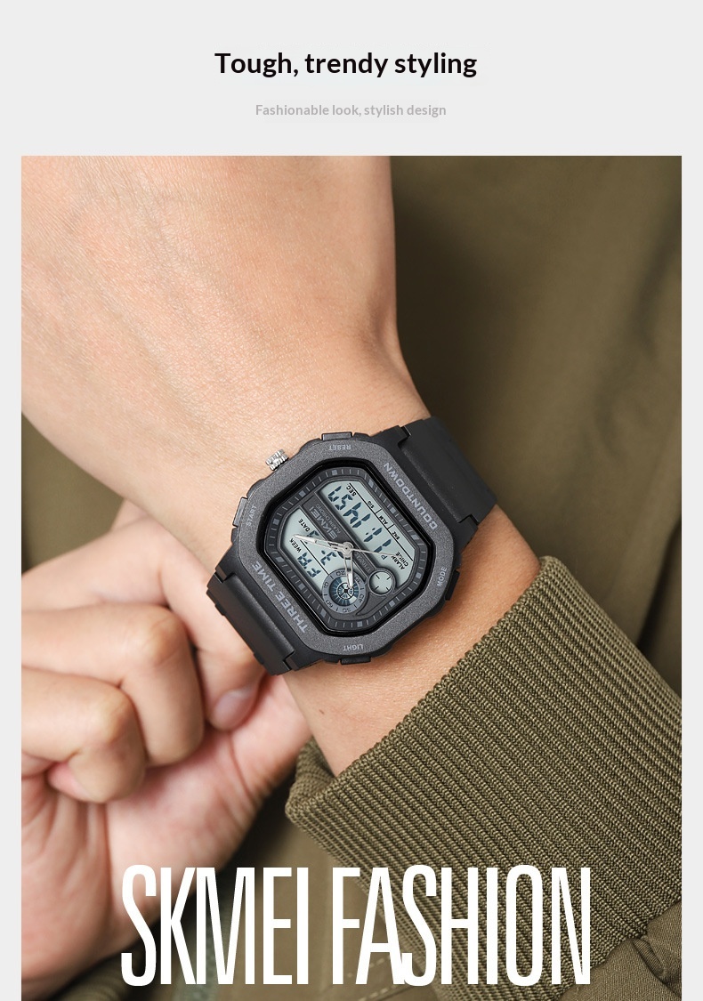 Skmei 2641 Multifunctional Alarm Clock Analog Digital Sports Watch for men 43mm dial