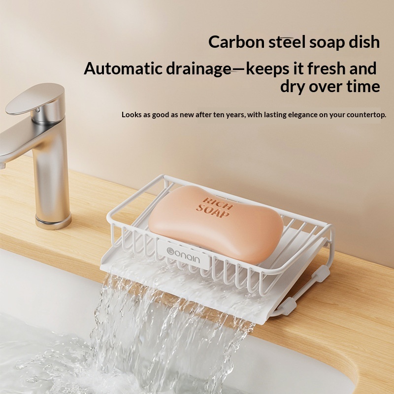 Household Bathroom Countertop Soap Dish With Draining Tray