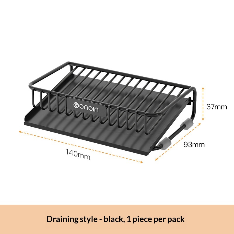 Bathroom Countertop Soap Dish with Draining Tray – Black Drainage Style | vcity.io