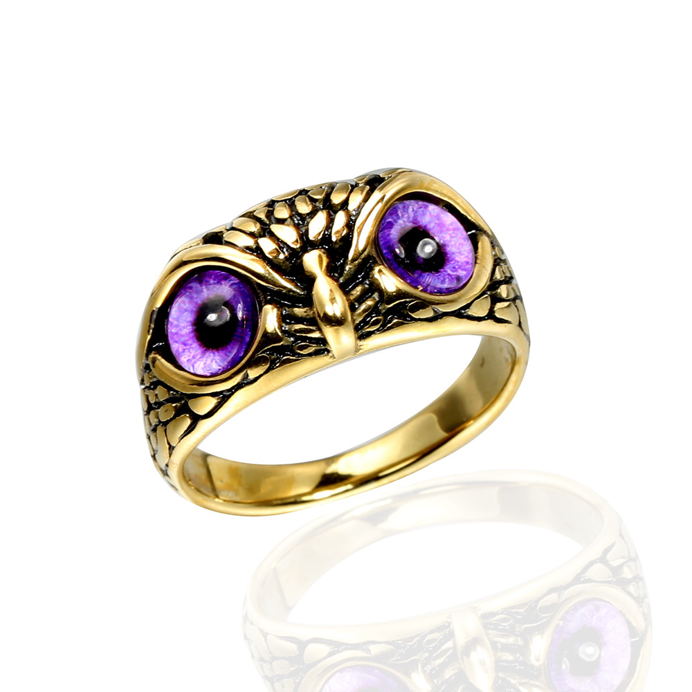 Retro Halloween Owl Titanium Steel Ring