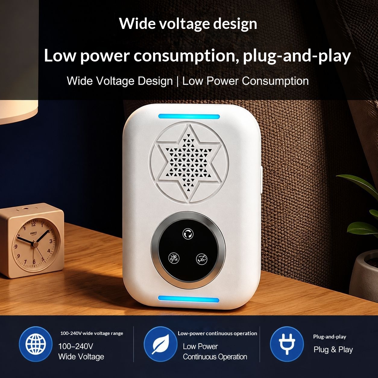 Ultrasonic Rodent And Insect Repellent, Smart Variable-frequency, For Home And Indoor Use Pearl White US