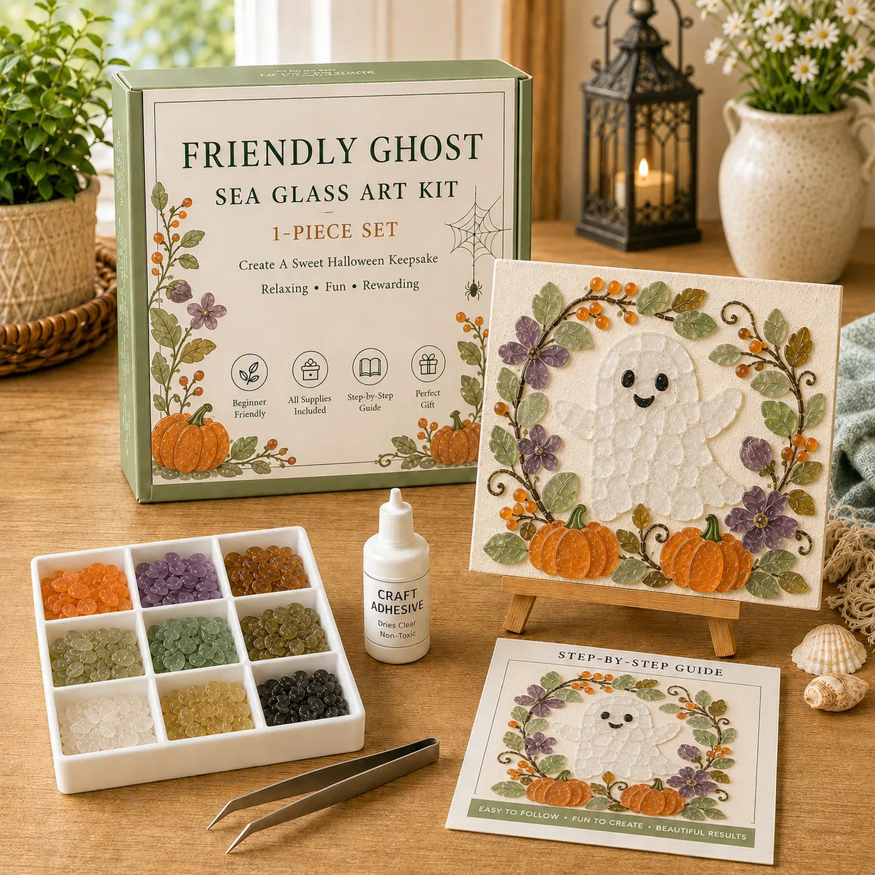 Halloween Sea Glass Mosaic DIY Craft Kit (Midnight Witch)