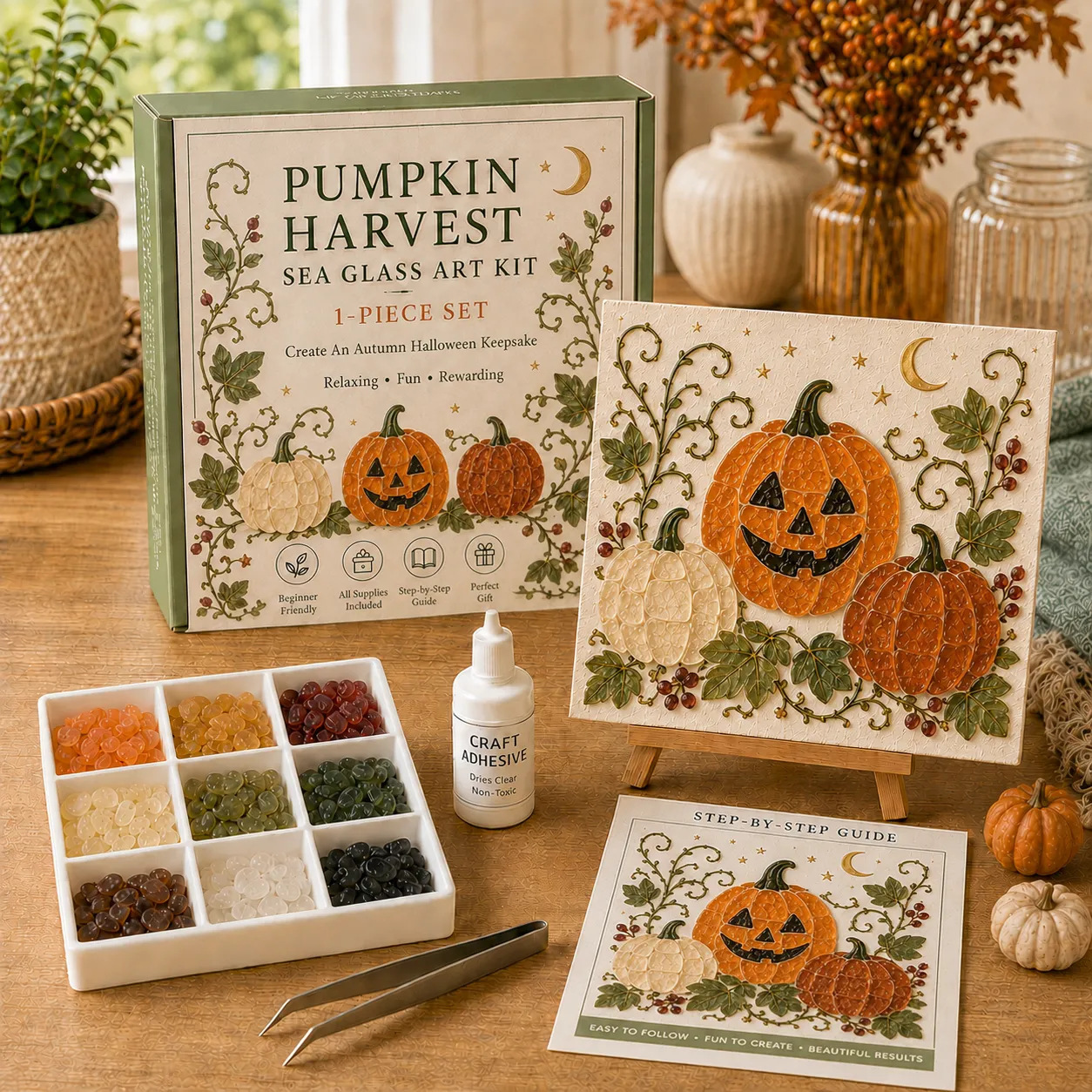Halloween Sea Glass Mosaic DIY Craft Kit (Midnight Witch)