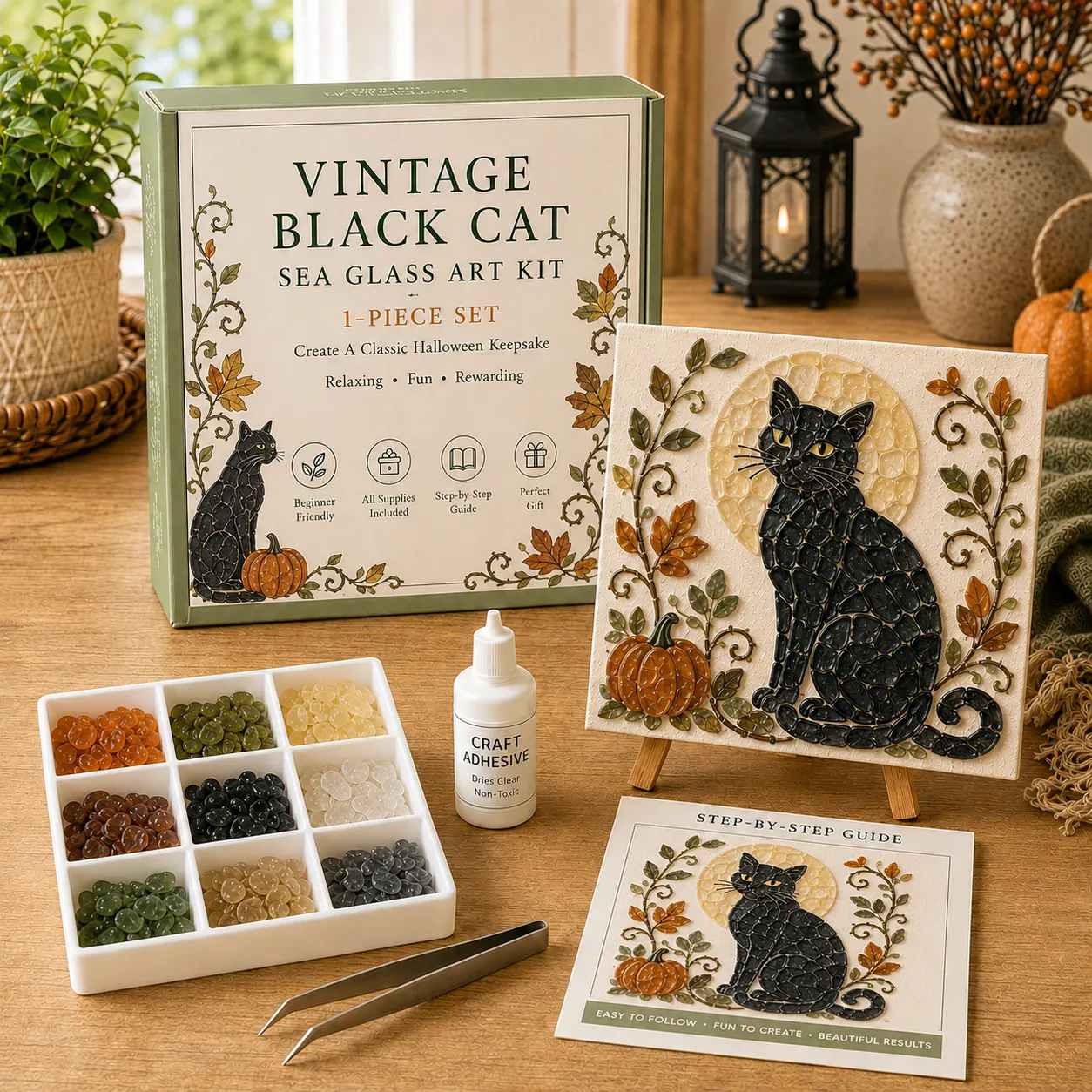 Halloween Sea Glass Mosaic DIY Craft Kit (Midnight Witch)