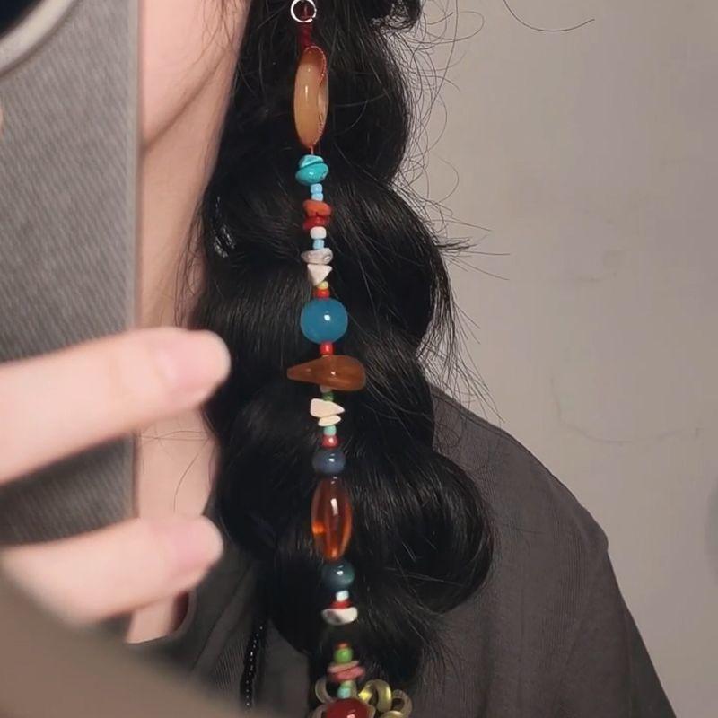 Gesang Flower Long Tassel Colorful Mixed Stone Earrings Ear Clips