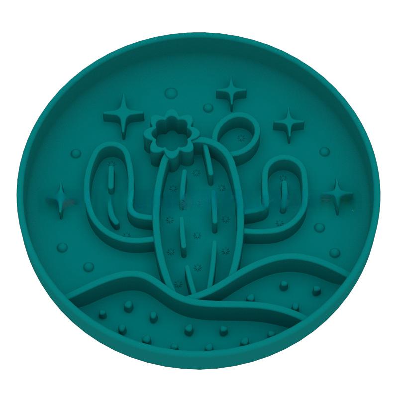 Pet Bowl, New Cactus-shaped Slow-feeding Bowl With Suction Cup Forest Green