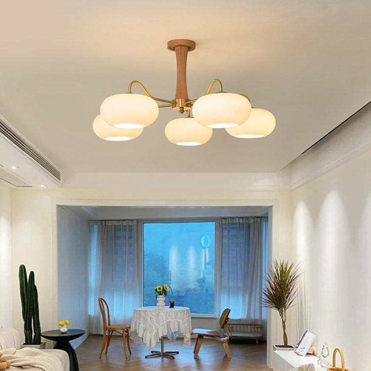 Living Room Minimalist Modern Grand Retro-style Solid Wood Ceiling Light