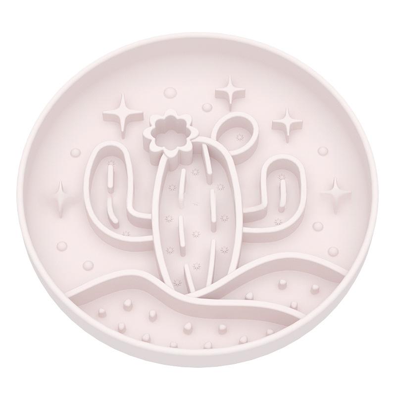 Pet Bowl, New Cactus-shaped Slow-feeding Bowl With Suction Cup Peach Pink