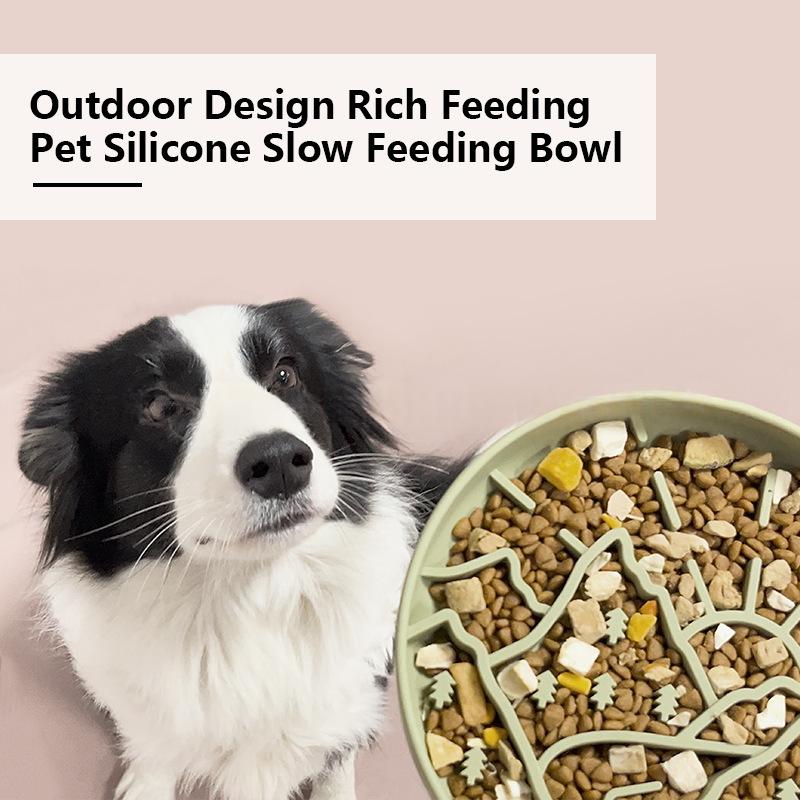 Dog Anti-choking Slow-feeding Silicone Dog Bowl Yellow