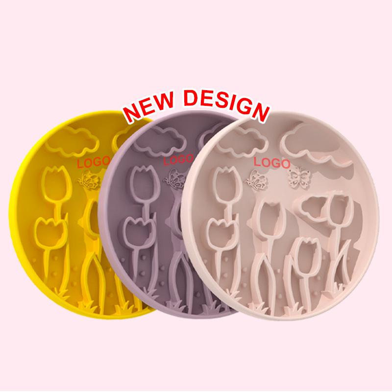 Tulip Slow-feeding Bowl Suction-cup Licking Mat Slow-feeding Pad Pet Silicone Licking Mat Slows Feeding