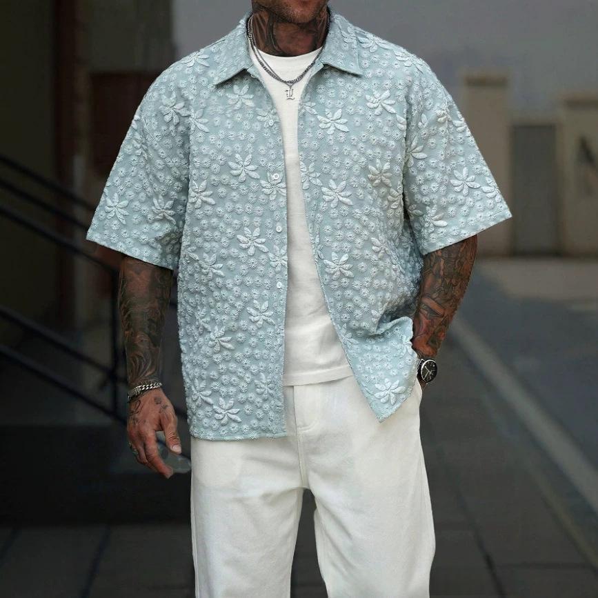 Men's Hawaiian Floral Print Short-Sleeve Shirt