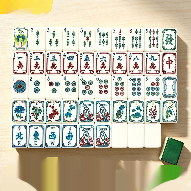 Emerald Green Buddha-Head American Mahjong Set, Two-Layer Acrylic Inner Print Portable Hand-Shuffle Mahjong Tiles US Style Mahjong Set