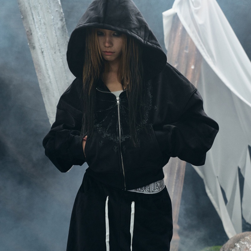 Velvet Hooded Zip-up Sweatshirt Versatile For Fall And Winter