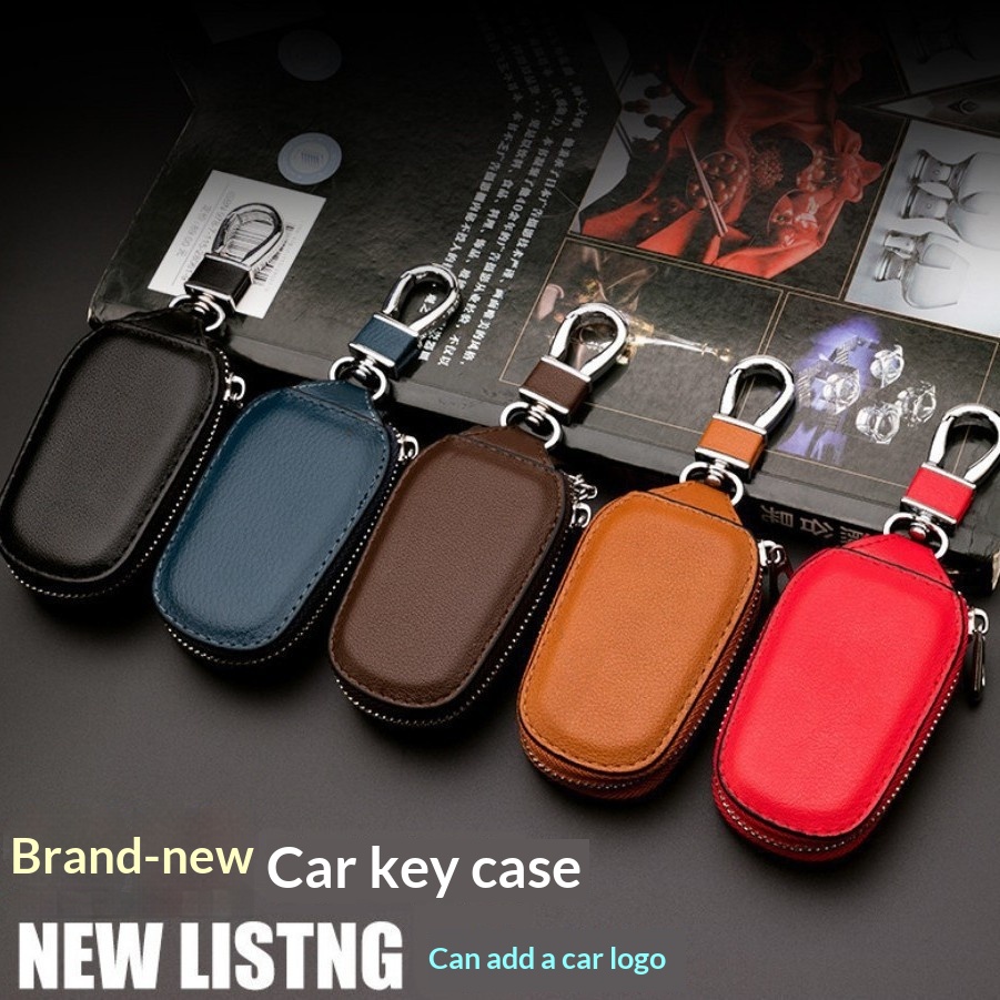 Solid-color Minimalist Leather Universal Car Key Case