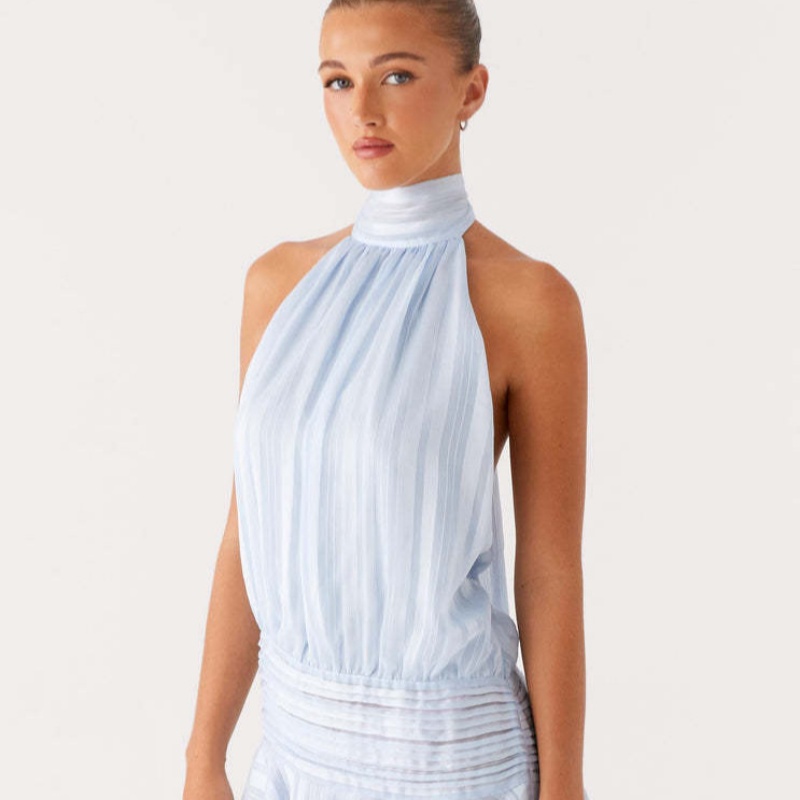 Women's Halter Backless Lace-up Dress