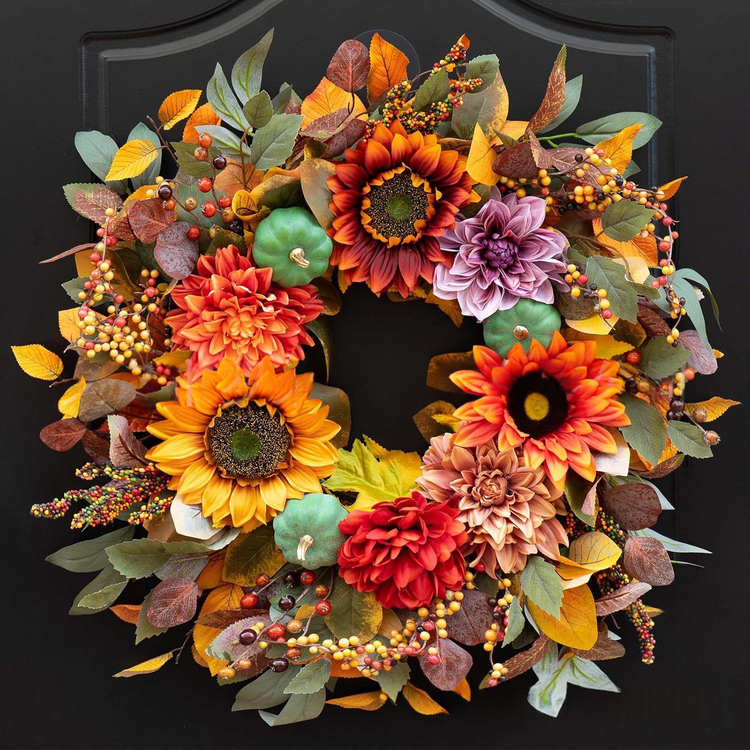 Autumn Door Hanging Thanksgiving Harvest Festival Decor Pumpkin Wreath