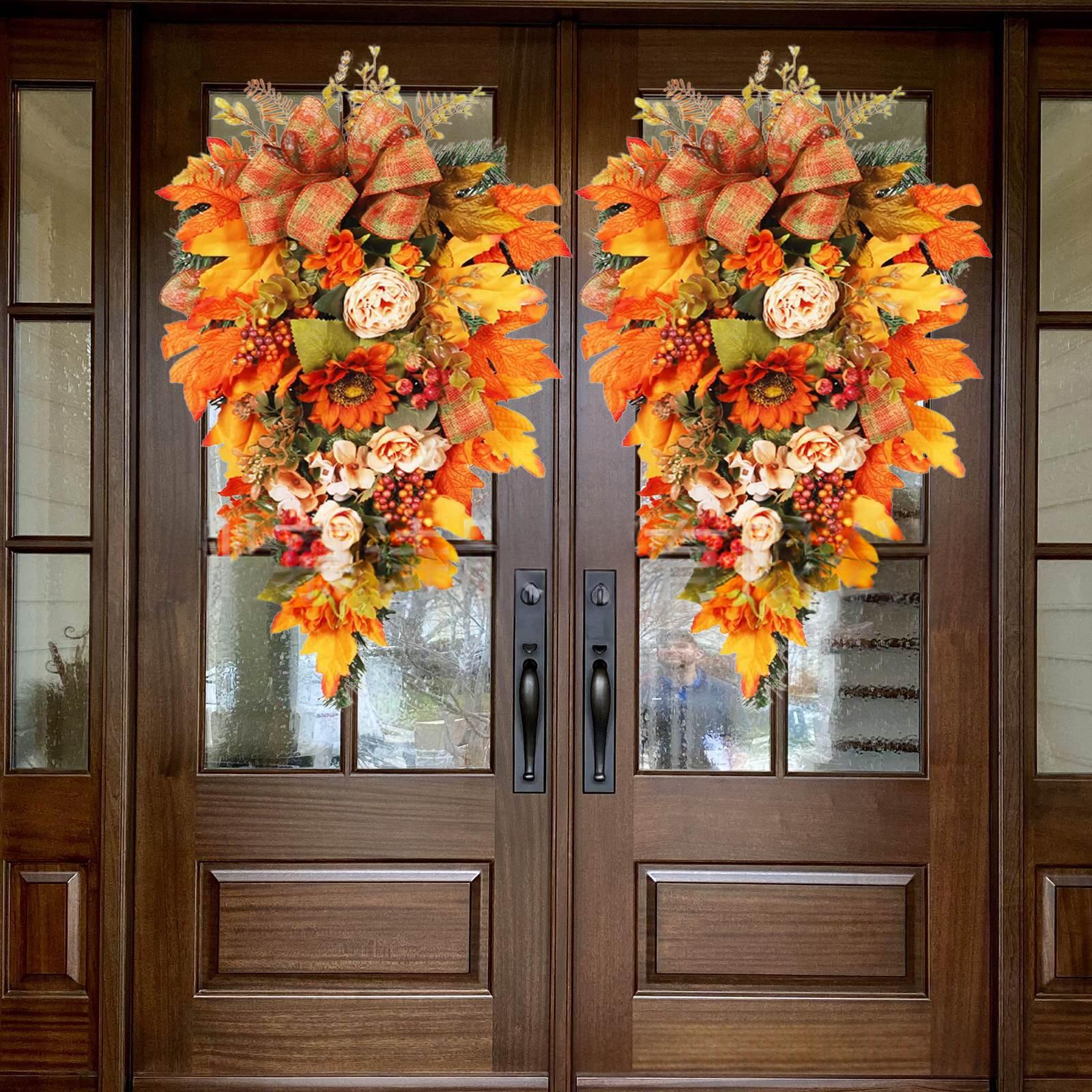 Thanksgiving Maple Leaf Pumpkin Wreath Autumn Cross-Border Amazon Fall Wreath Thanksgiving