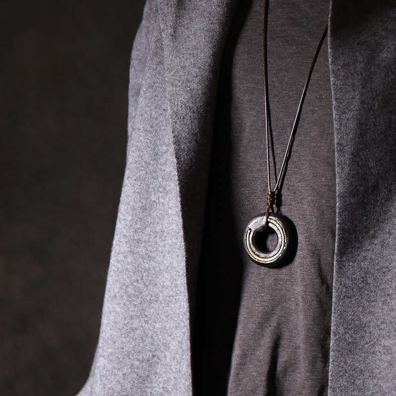 Handmade Black Ebony Wood Pendant Necklace