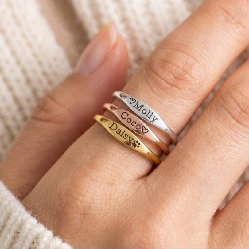 Customized Engraved Stainless Steel Ring For Women With Minimalist Gold Size 6