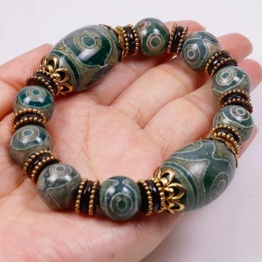 Natural Agate Tibetan Dzi Bead Bracelet For Men