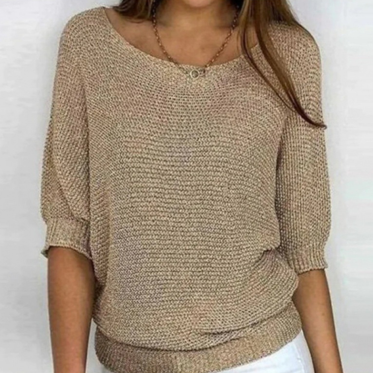 Women's Solid Color Round Neck Sweater