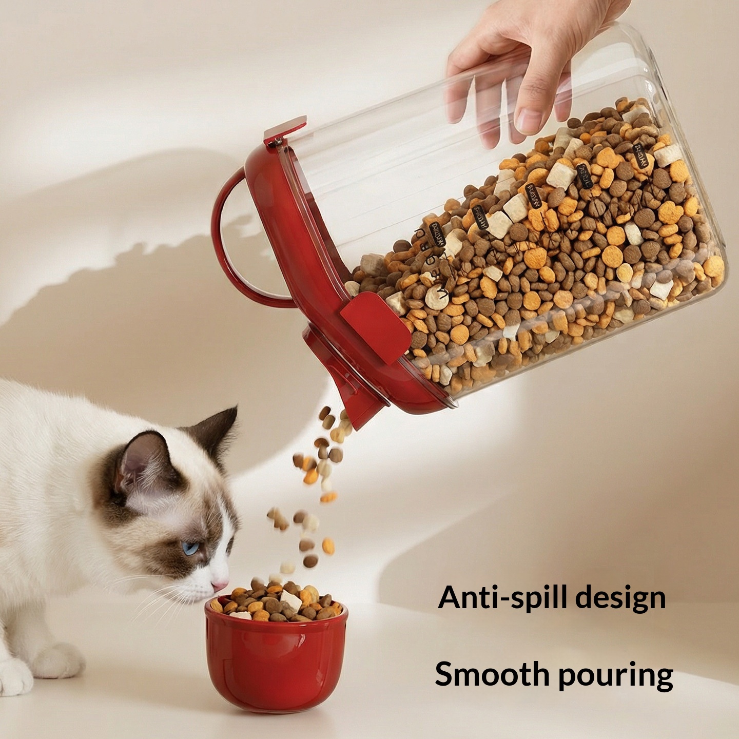Airtight Storage Jar Food-grade Container For Household Use Suitable For Pet Cat And Dog Food Ankela Red S