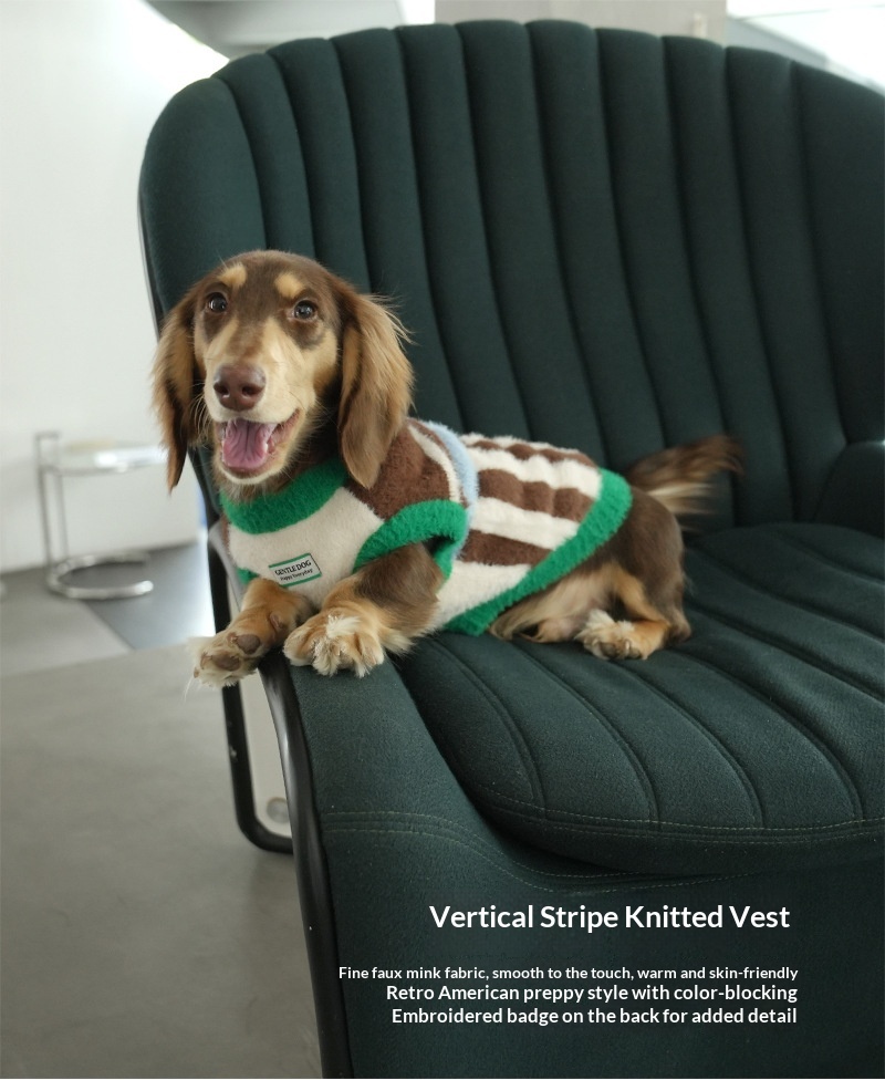 New Striped Knitted Dog Vest detail photo 2