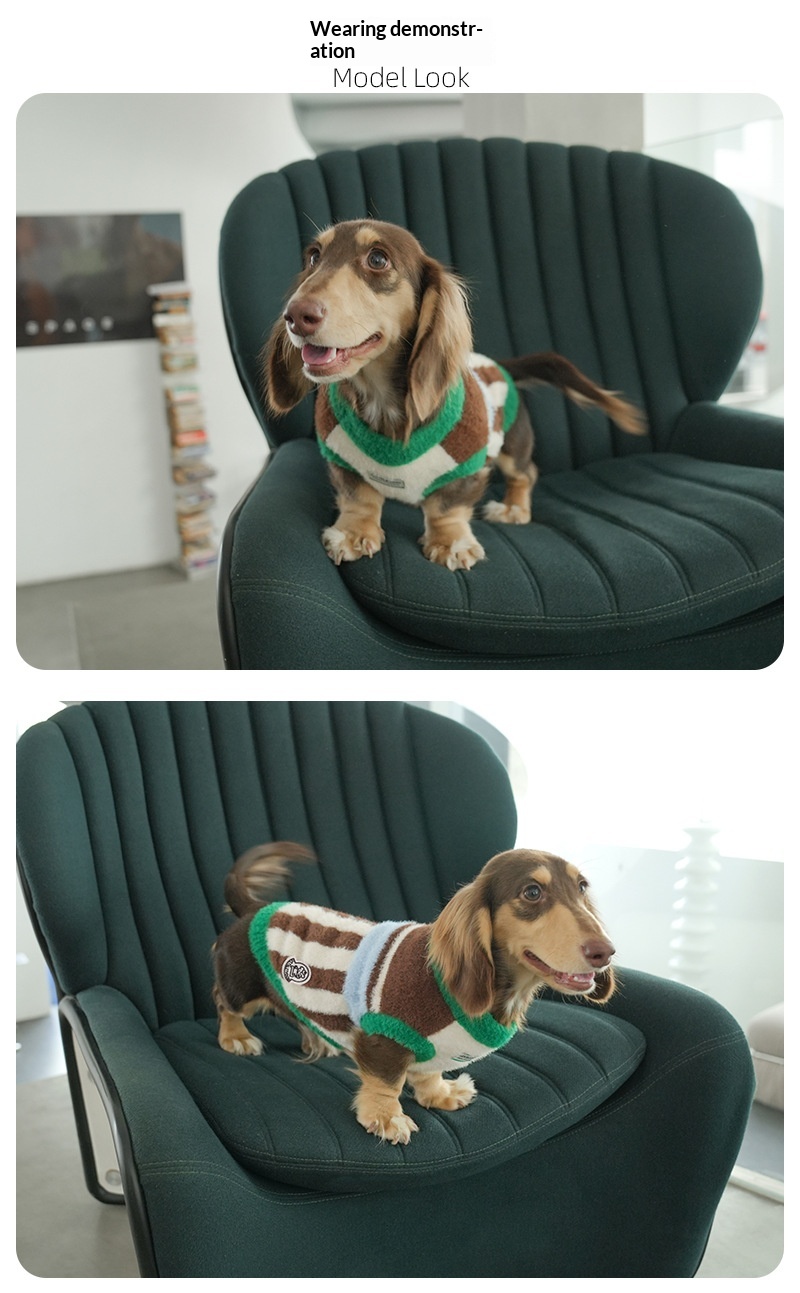 New Striped Knitted Dog Vest detail photo 4