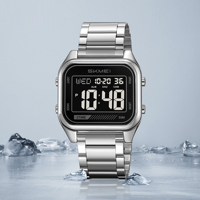Luminous Men's Waterproof Sports Digital Watch Gold Shell White Machine