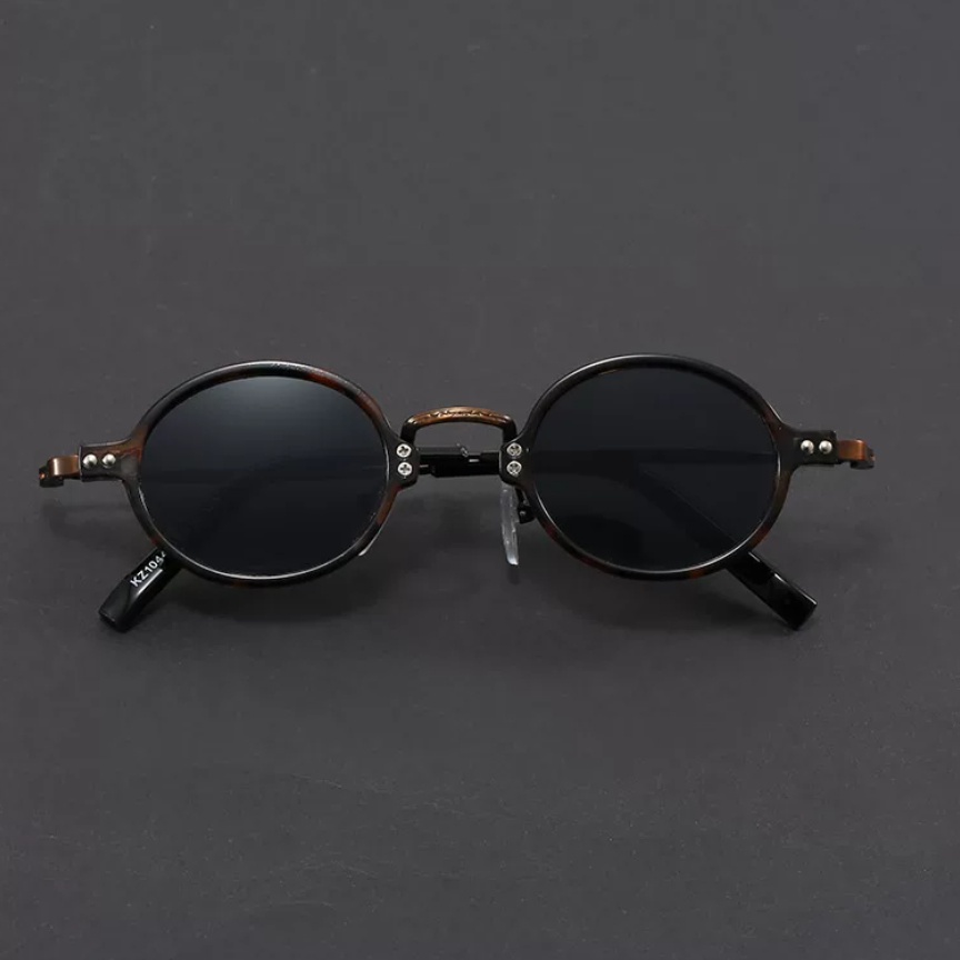 Retro Oval Black Frame Sun Shade Glasses