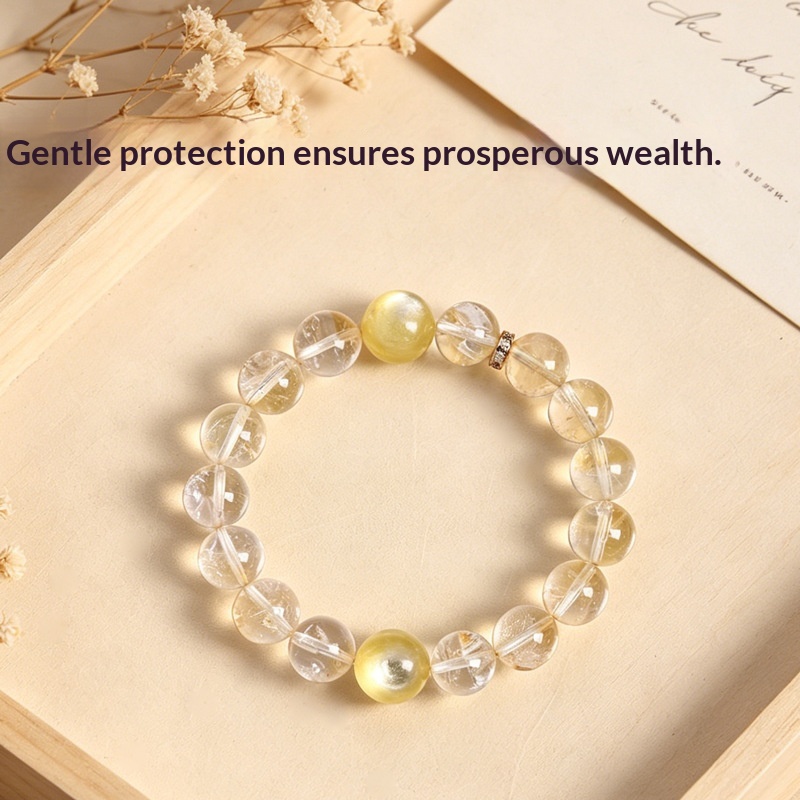 Natural Yellow Tower Crystal Beaded Bracelet For Women