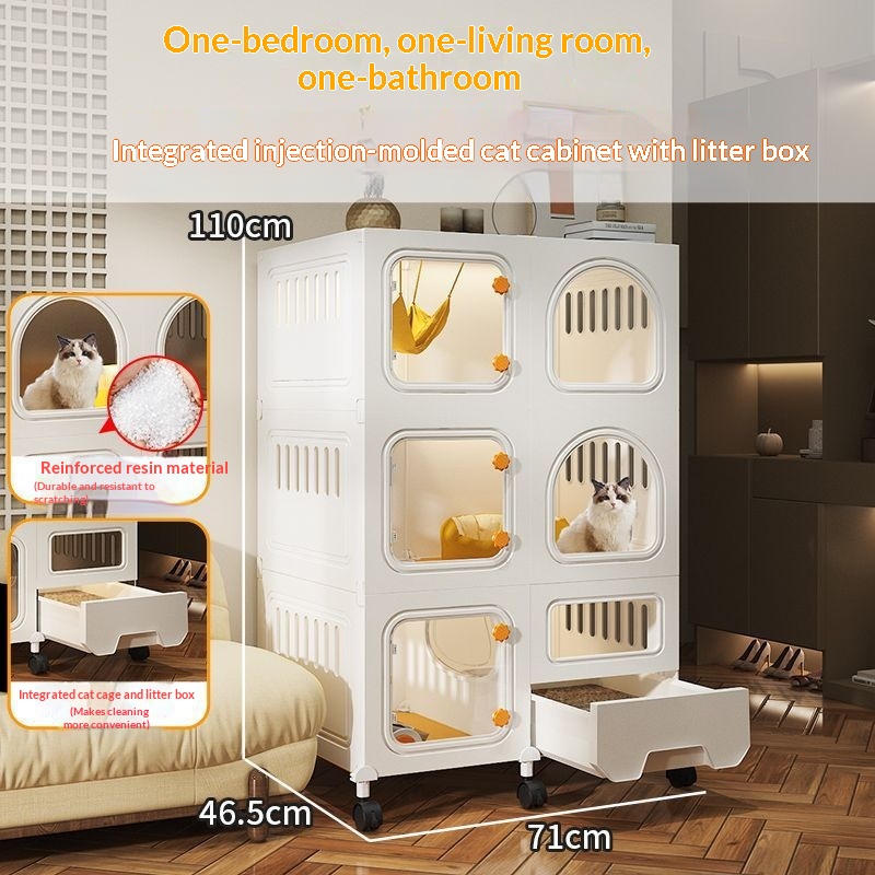Integrated Cat Cage Litter Box And Small Indoor Cat House For Home Use - Integrated Cat Cage Litter Box And Small Indoor Cat House For Home Use Essential Cat Supplies 71x46.5x110cm Three Layers With W