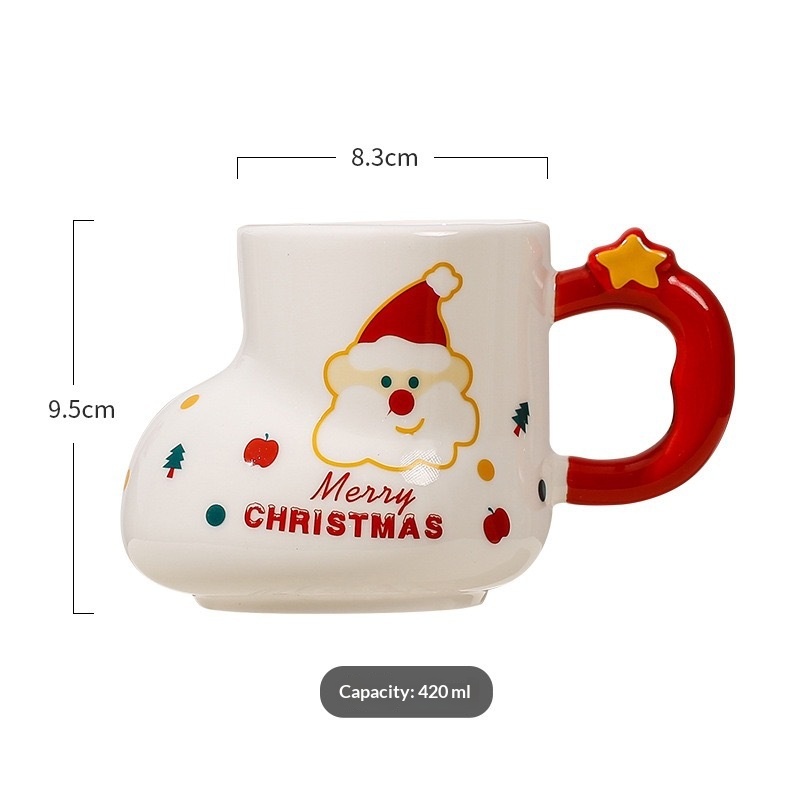 Straw ceramic christmas gift mug (red-single cup)