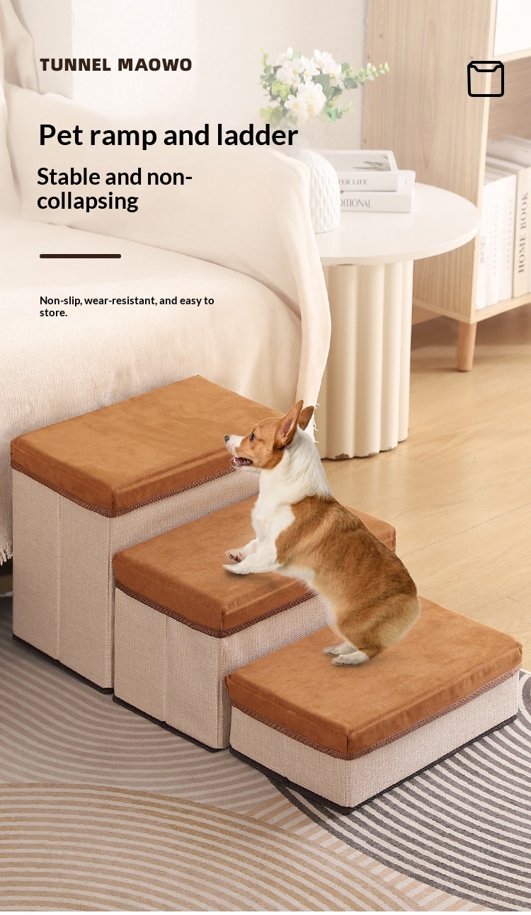 Pet Stairs, Three Steps, Foldable, Thickened, Non-slip For Dogs detail photo 9