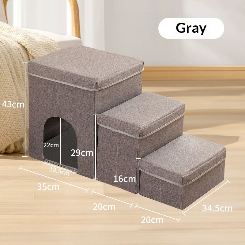 Pet Stairs, Three Steps, Foldable, Thickened, Non-slip For Dogs - Pet Stairs, Three Steps, Foldable, Thickened, Non-slip For Dogs 5Style Gray