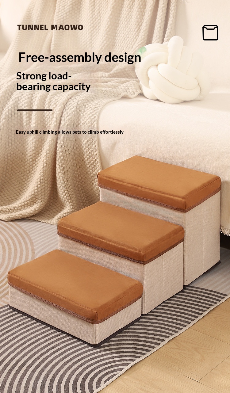 Pet Stairs, Three Steps, Foldable, Thickened, Non-slip For Dogs detail photo 3