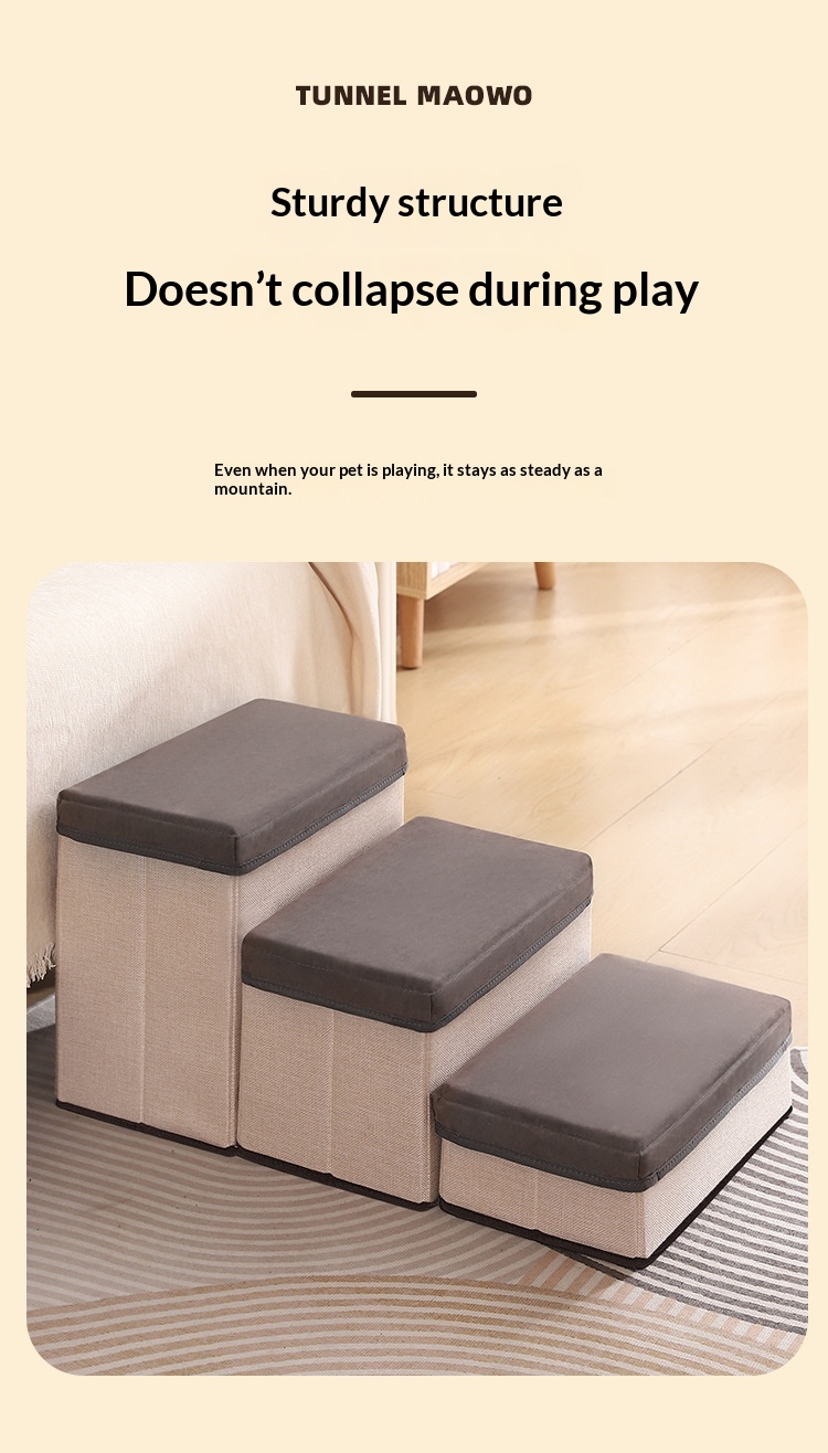 Pet Stairs, Three Steps, Foldable, Thickened, Non-slip For Dogs detail photo 14