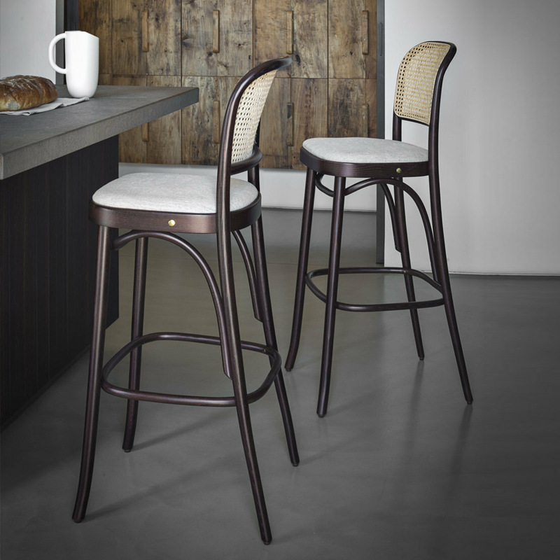 Solid Wood High Stool, Wicker Bar Chair For Dining Rooms