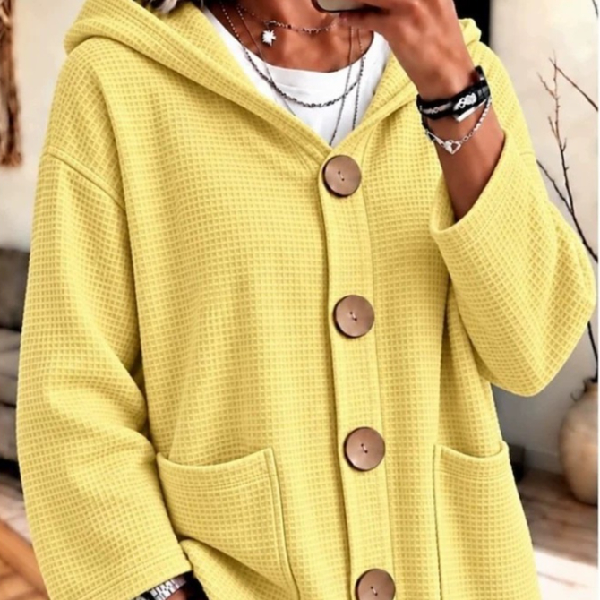 Women's AutumnWinter Casual Button-Down Hooded Cardigan