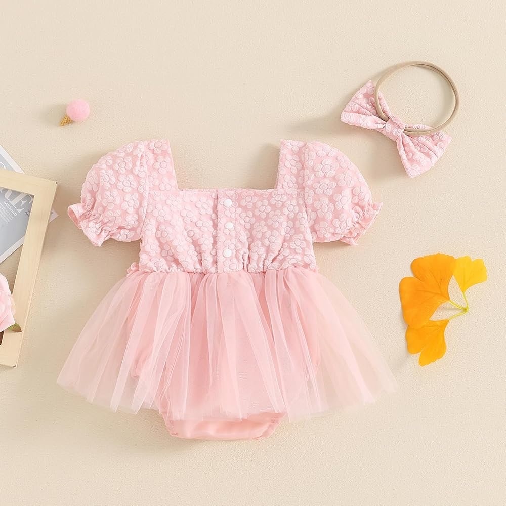 Summer New Arrival Girls' Floral Lace Mesh Pinafore Romper
