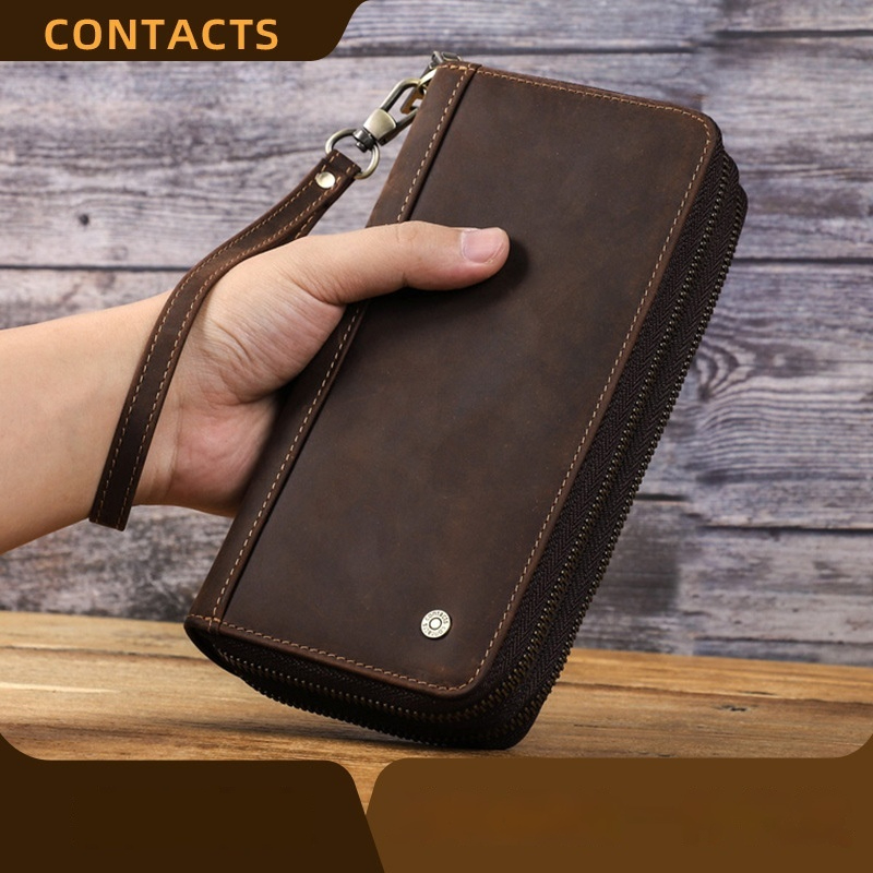 Vintage Cowhide Men's Long Wallet