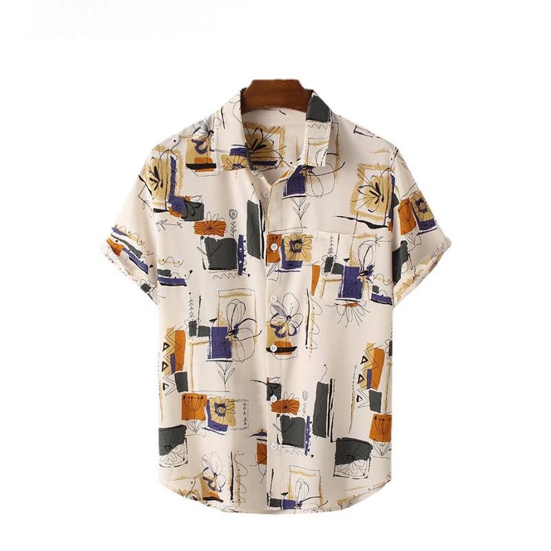 Men's Fashionable Printed Short-Sleeve Beach Shirt